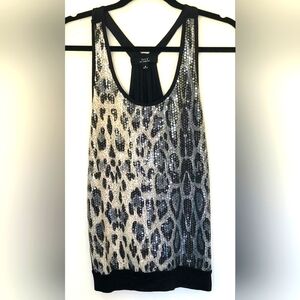 VTG Y2K Iris Los Angeles Sequin Leopard P Racerback Tank Top